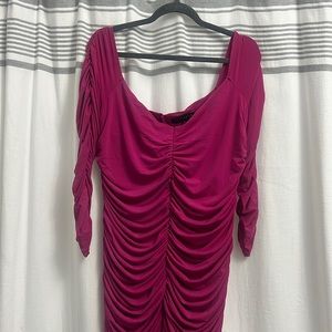 Eloquii Pink Ruffled Midi Dress in a size 16